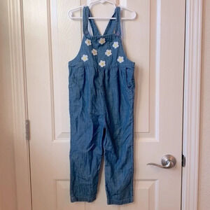 Mini Boden Daisy Chambray Floral Overalls 5-6 years old